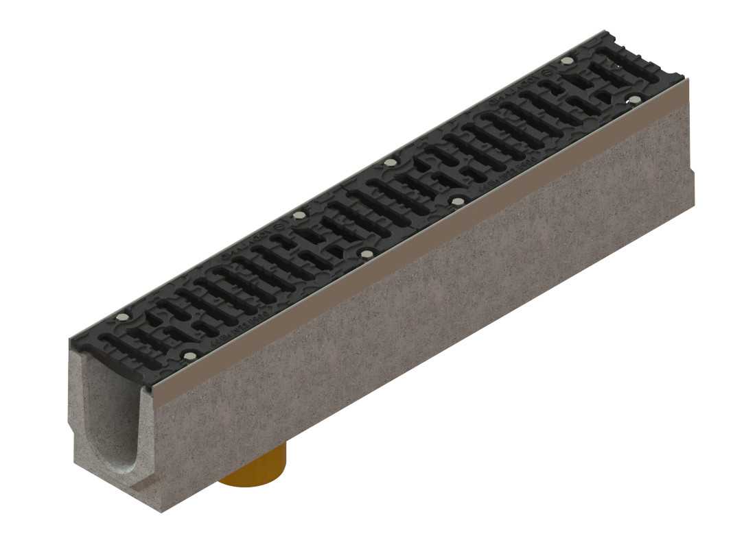 1m. set Schwerlastrinnen Betonrinne 16x21cm + Gussrost E600