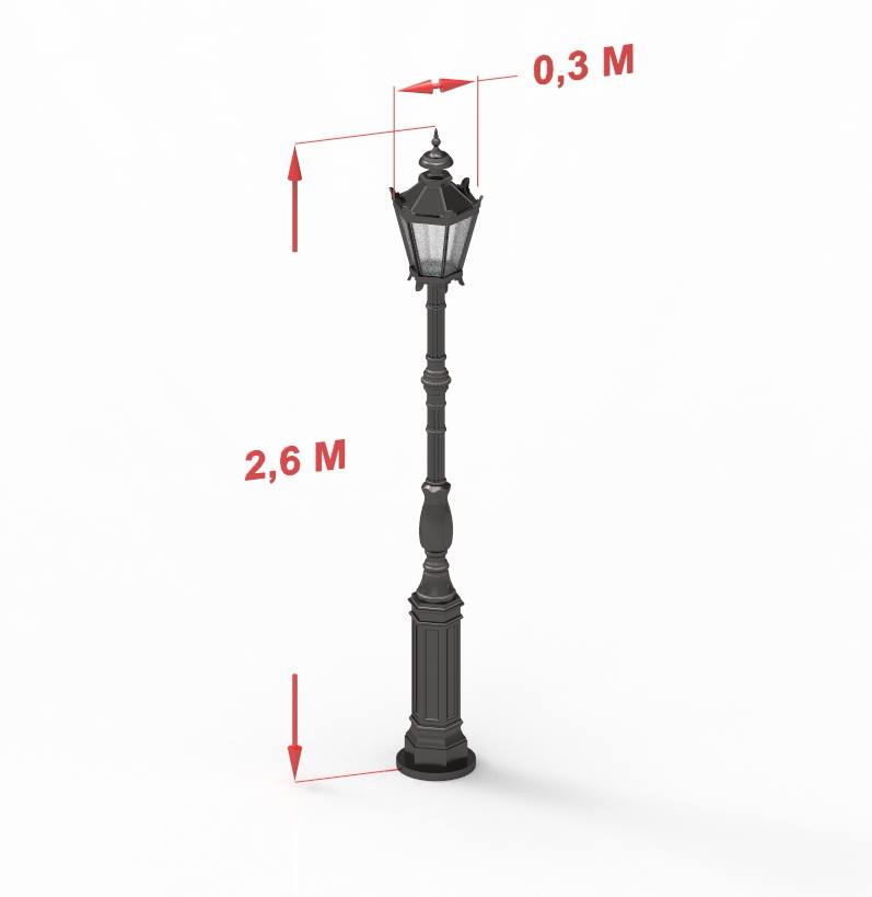 Lampe Straßenlaterne G I 1x Kopf H - 2600mm