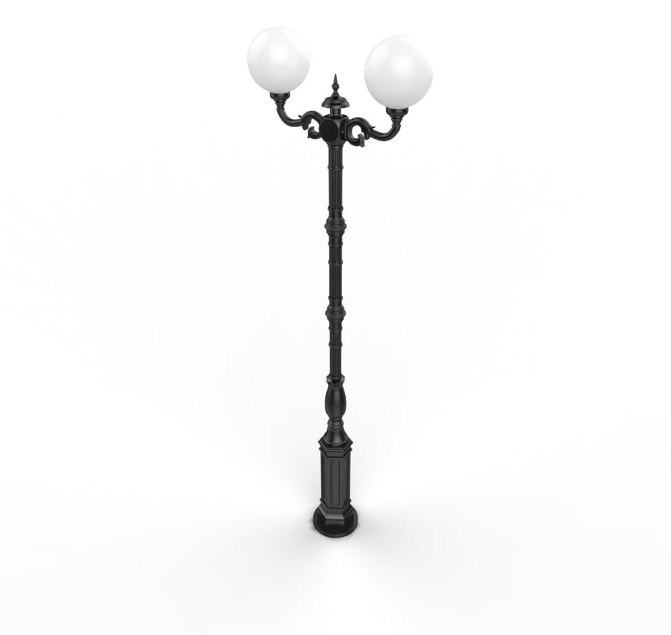 Lampe Straßenlaterne GI 2x KUGEL H- 2300 mm
