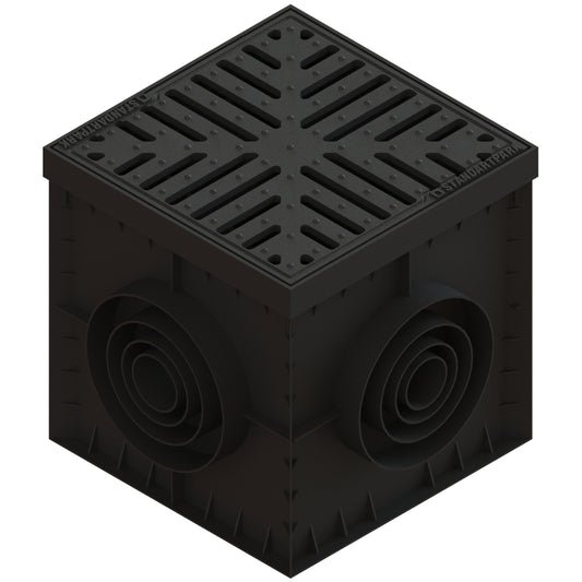 Hofabläuf / Punktentwässerung Stern 30x30cm Gussrost mit Fangkorb + Siphone