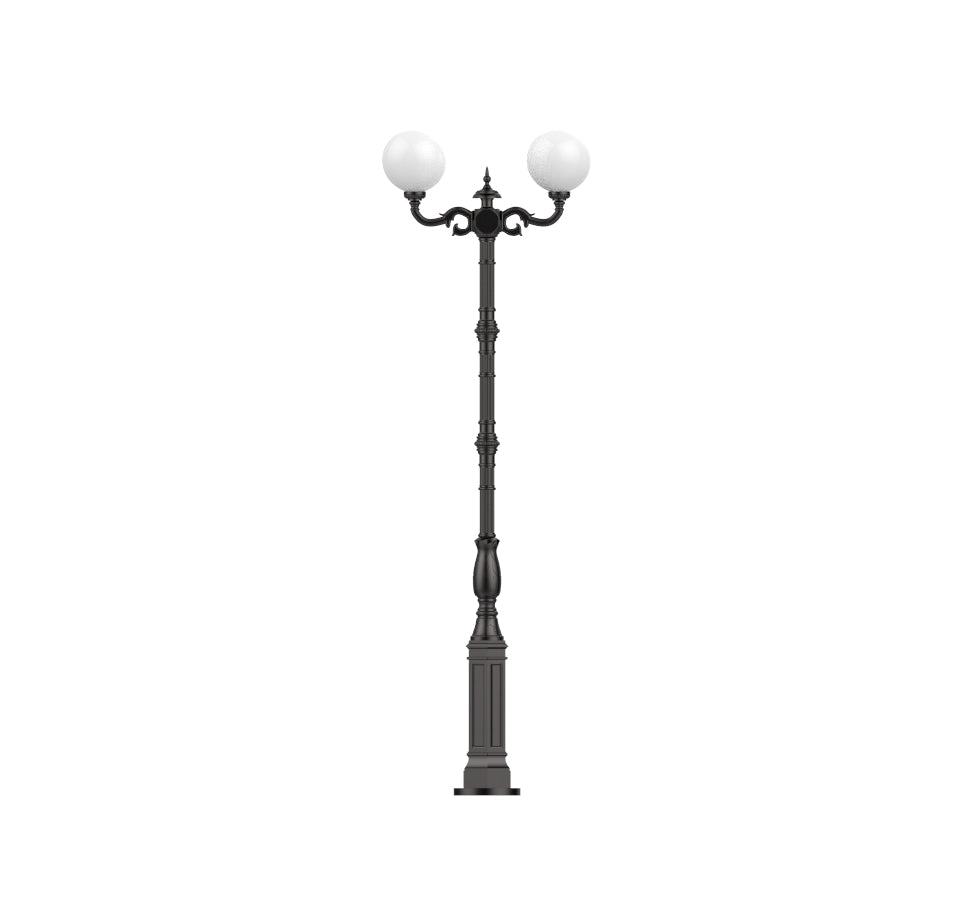 Lampe Straßenlaterne GI 2x KUGEL H- 2300 mm