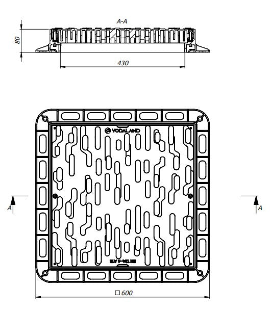 Schachtabdeckung aus Kunststoff 600×600 mm DN430 A15
