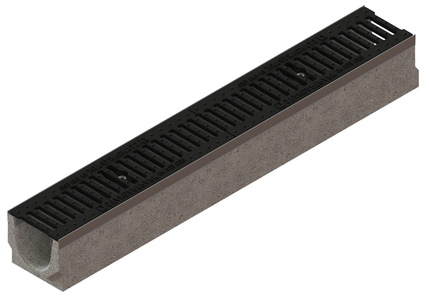 1m. set Betonrinne C250 14x12,5 cm inkl. Gussrost & Kantenschutz C250 Rinne mit vertikalem Wasserablauf