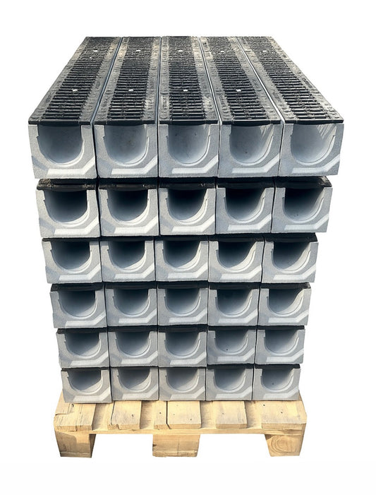 30 x 1m. set Betonrinne C250 14x12,5 cm inkl. Gussrost C250 + Palettenversand