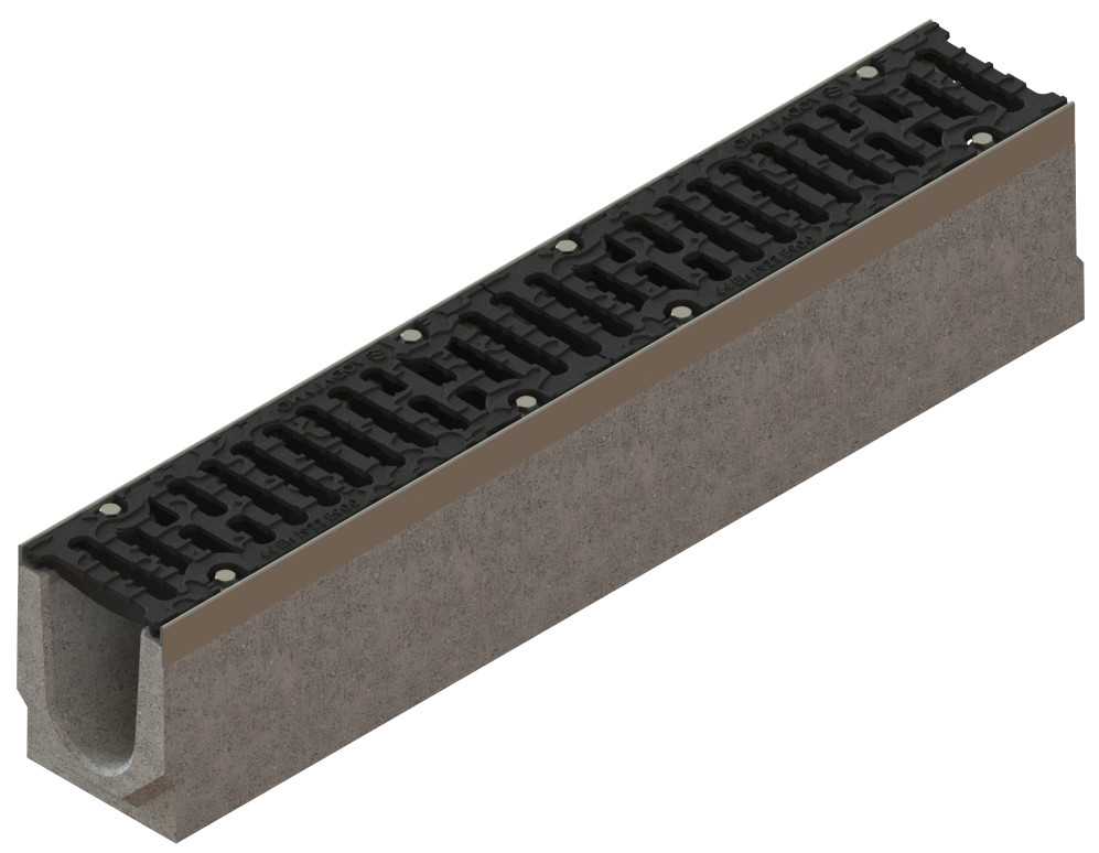1m. set Schwerlastrinnen Betonrinne 16x21cm + Gussrost E600