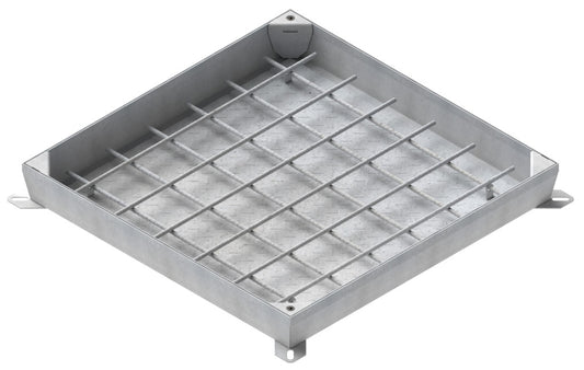 Schachtabdeckung aus verzinktem Stahl 600×600 mm B125 (befüllbar)