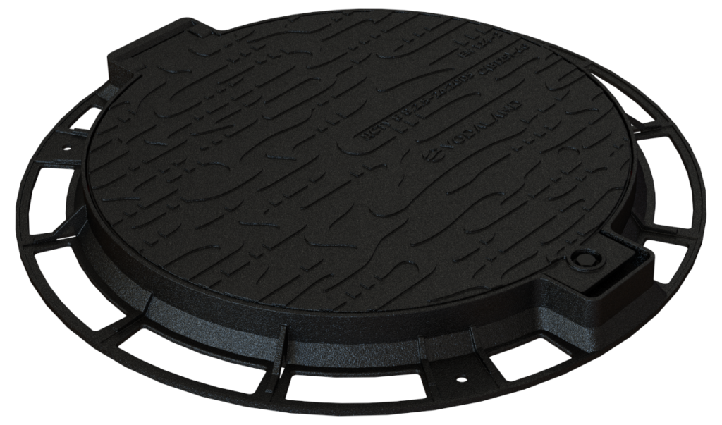 Schachtdeckel aus Gusseisen DN600 B125/D400 mit Dichtung und Verriegelung
