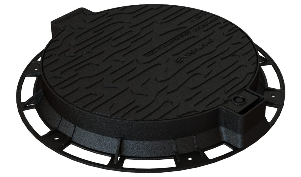 Schachtdeckel aus Gusseisen DN600 B125/D400 mit Dichtung und Verriegelung
