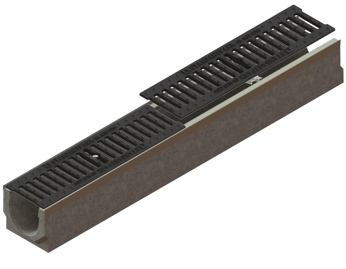 5m Entwässerungsrinne C250 Mit 98mm Gußrost – KOMPLETTSET Von SPEEDPLANT
