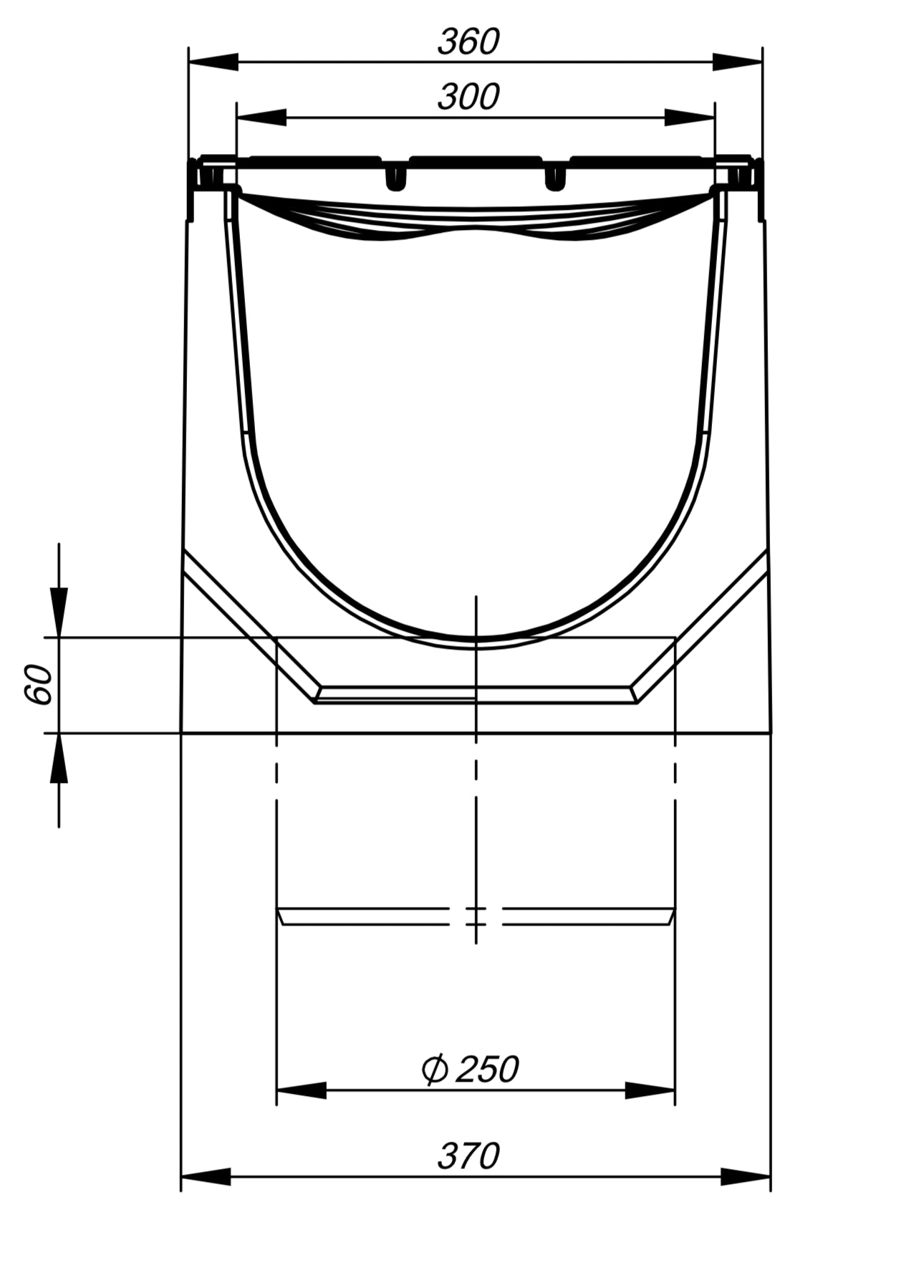 1m. set Schwerlastrinne Betonrinne DN300 36x31cm + Gussrost D400