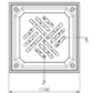 Bodenablauf 150x150mm, Edelstahl-Mini-Ablauf DN 75, Blechrost verbohrt, vertikal – quadratisch – einteilig