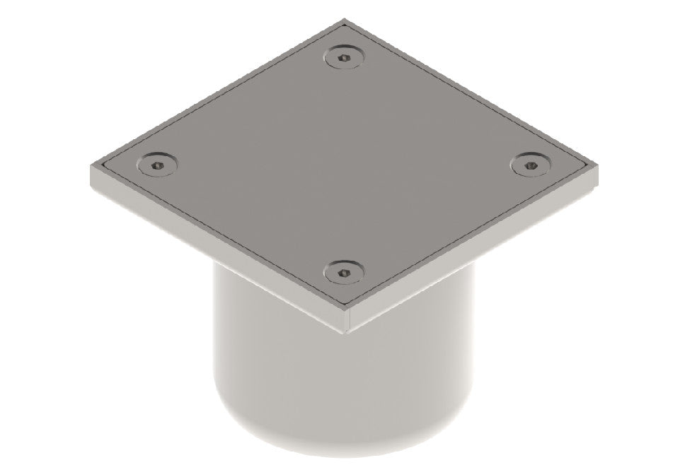 Reinigungsverschluss aus Edelstahl 150×150 mm mit Ablauf DN110 B125