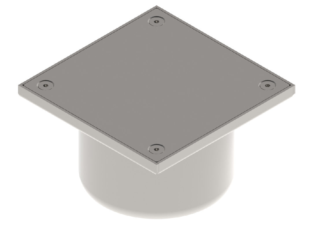 Reinigungsverschluss aus Edelstahl 200×200 mm mit Ablauf DN160 B125