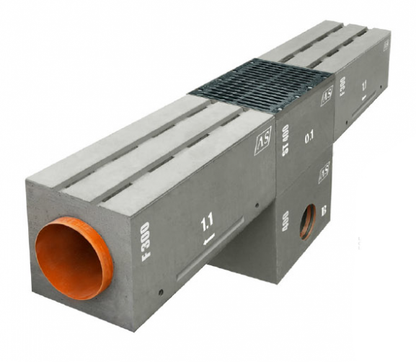 1m Schlitzrinne AS-2S300 Betonrinne Monoblock 50x52cm DN315 F900 Entwässerungsrinne
