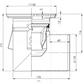 Bodenablauf 150x150mm, Edelstahl-Mini-Ablauf DN 110, horizontal – quadratisch – einteilig