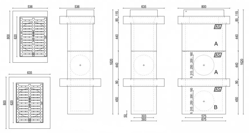 Punktentwässerung – Hofsinkkasten Set RedLine AS-ST300WU 67,5x162x39cm D400-E600 kN inkl. Gussrost