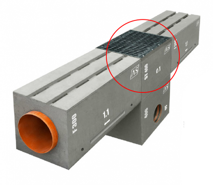 1m Schlitzrinne AS-2S300 Betonrinne Monoblock 50x52cm DN315 F900 Entwässerungsrinne