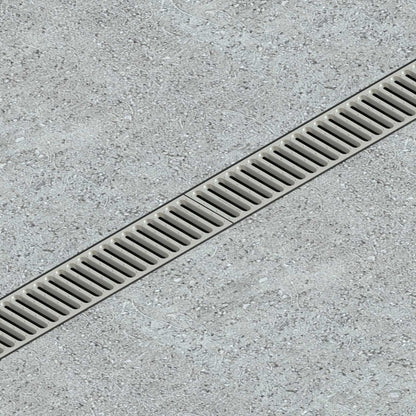 1m. Entwässerungsrinne Kunststoffrinne DN100 Stahlrost A15 12.5 x 7cm & Zubehör