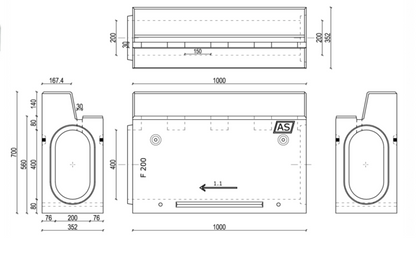 Regline K-T S200 – Monolithische Bordstein- und Tunnelentwässerungsrinne DN200
