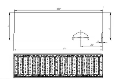 1m. set Schwerlastrinne Betonrinne DN200 26x21cm + Gussrost D400