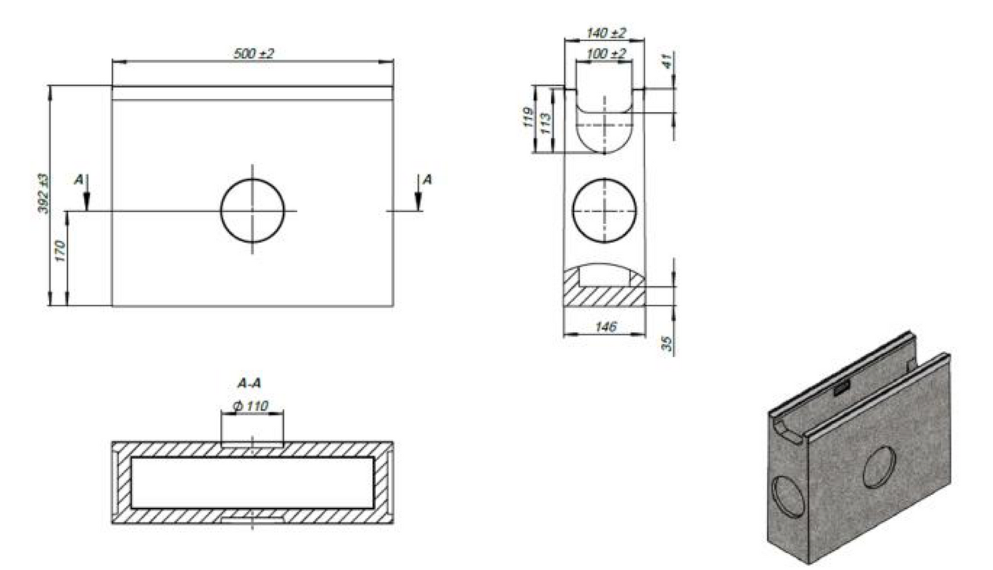 Entwässerungsrinne 1m. set Betonrinne C250 14x12,5 cm inkl. Gussrost C250 ohne Kantenschutz