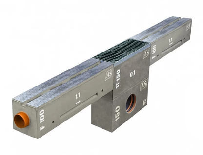 1m Schlitzrinne verstärkt AS-S100R Betonrinne Monoblock 24x25cm DN100 F900 Entwässerungsrinne