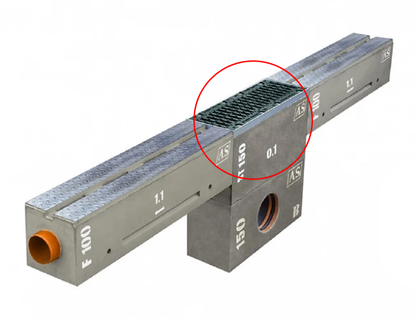 1m Schlitzrinne verstärkt AS-S100R Betonrinne Monoblock 24x25cm DN100 F900 Entwässerungsrinne