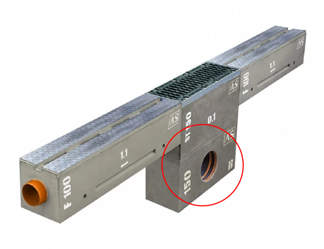 1m Schlitzrinne verstärkt AS-S100R Betonrinne Monoblock 24x25cm DN100 D400 E600 F900 Entwässerungsrinne