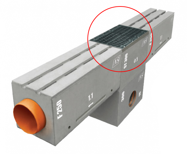 1m Schlitzrinne AS-2S250 Betonrinne Monoblock 39x42cm DN250 D400 E600 F900 Entwässerungsrinne