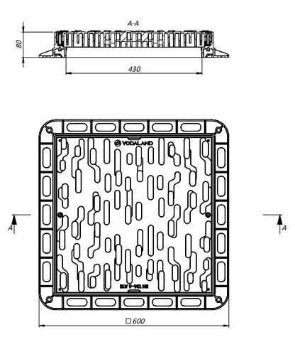 Schachtabdeckung aus Kunststoff 600×600 mm DN430 A15