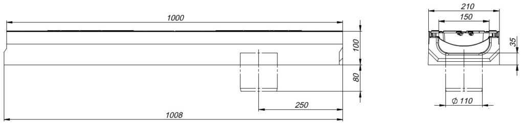 1m. set Schwerlastrinnen Betonrinne E600 DN150 21x10cm + Gussrost