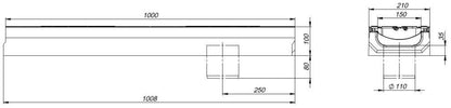 1m. set Schwerlastrinnen Betonrinne E600 DN150 21x10cm + Gussrost