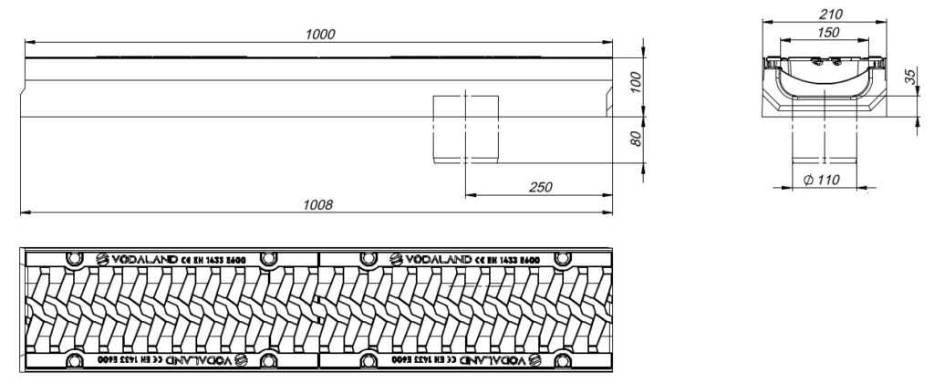 Schwerlast cheapest Entwässerungsrinnen E600 16x21cm DN100 LKW 60 Tonnen!