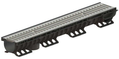 1m. set Kunststoffrinne H:12cm B:16cm + Gitterrost Verzinkter Stahl A15