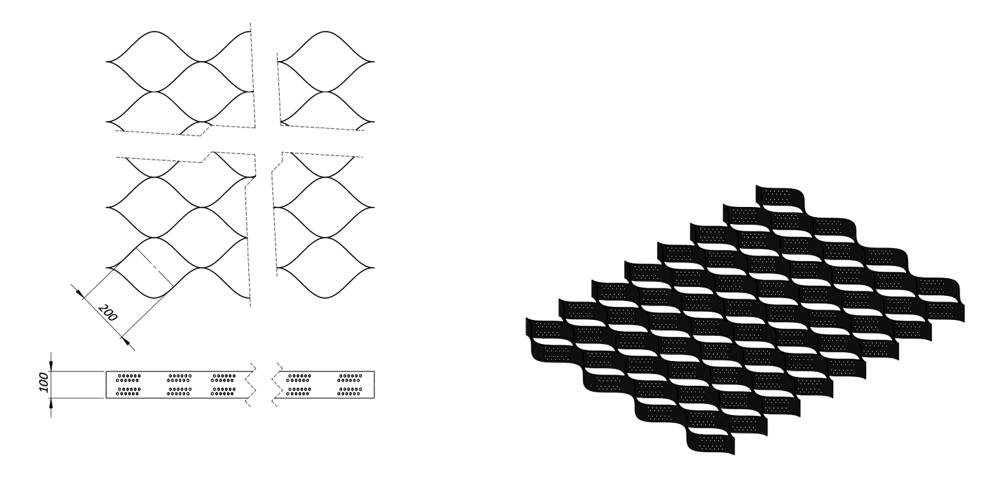 Geogitter / Rasengitter Bodenstabilisierung - Geotextil Bodenverstärkung H10cm - 15m2 2,55 x 6,0m - auf den Hängen