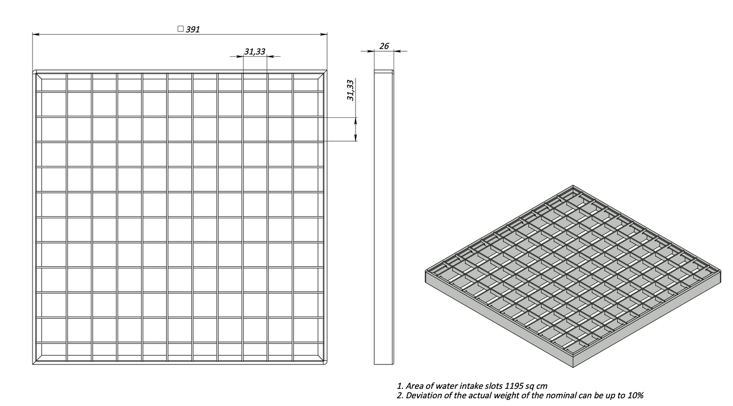 Hofabläuf Punktentwässerung A15 40x40cm Gitterrost aus verzinktem Stahl mit Fangkorb