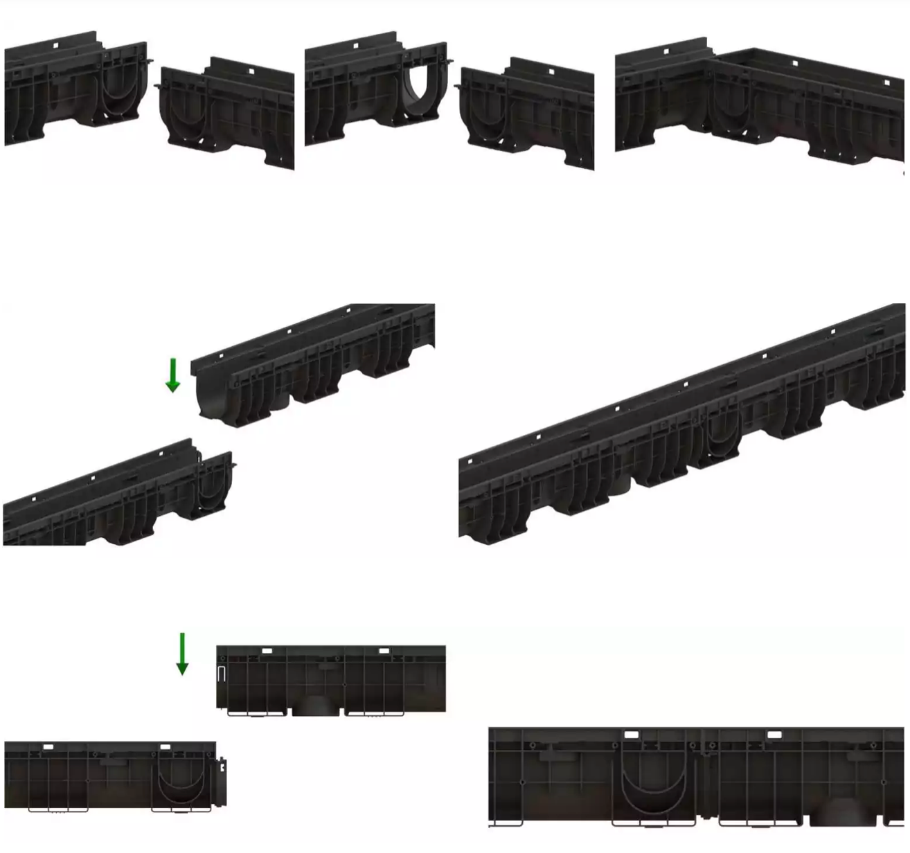 1m. set Kunststoffrinne H:15.5cm B:16cm + Gitterrost Verzinkter Stahl A15